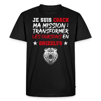 Ma mission : transformer les oursons en Grizzly - T-shirt Premium bio Homme - noir - Devant - Nico (187cm)