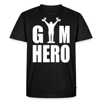 GYM Hero - T-shirt Premium bio Homme - noir - Devant - Nico (187cm)