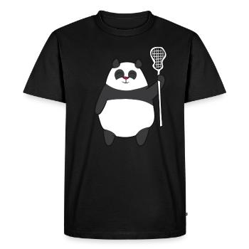 Lacrosse - Panda bear with lacrosse racket - Men's Premium Organic T-Shirt - black - Front - Nico (187cm)