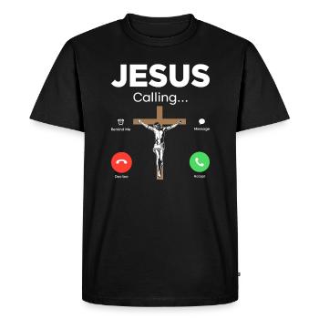 Jesus is Calling Jesus Calls - Men's Premium Organic T-Shirt - black - Front - Nico (187cm)