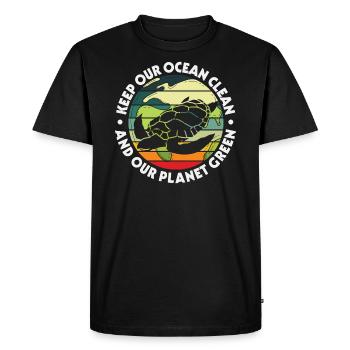 Gardez notre océan propre et notre planète turle vert - T-shirt Premium bio Homme - noir - Devant - Nico (187cm)