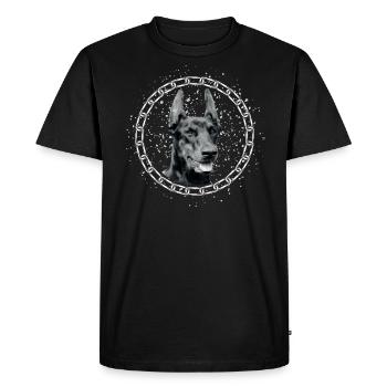 Dobermann als Portrait - Männer Premium Bio T-Shirt - Schwarz - Vorne - Nico (187cm)