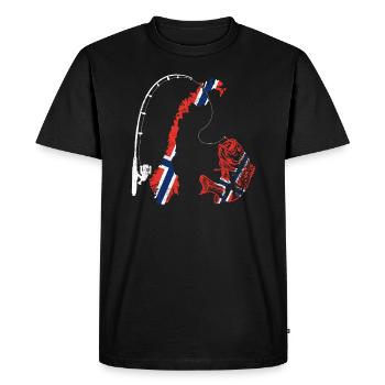 Angeltrip Nach Norwegen Angeln in Norwegen - Männer Premium Bio T-Shirt - Schwarz - Vorne - Nico (187cm)