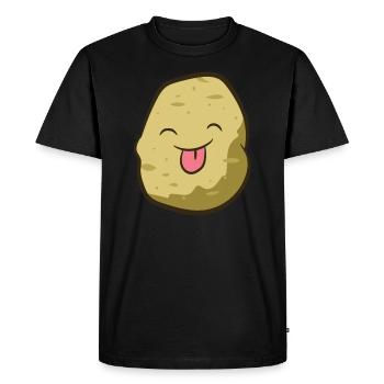 Potato - sticks out tongue - Men's Premium Organic T-Shirt - black - Front - Nico (187cm)