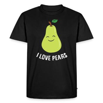 Poire - I Love pears - T-shirt Premium bio Homme - noir - Devant - Nico (187cm)
