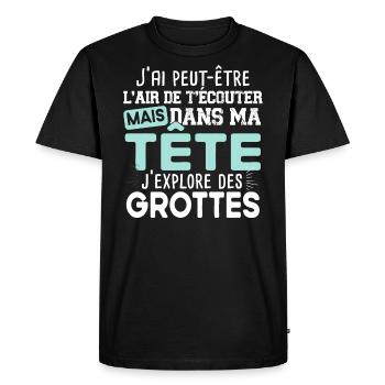 Spéléologue Spéléologie Chercheur Explorer Humour - T-shirt Premium bio Homme - noir - Devant - Nico (187cm)