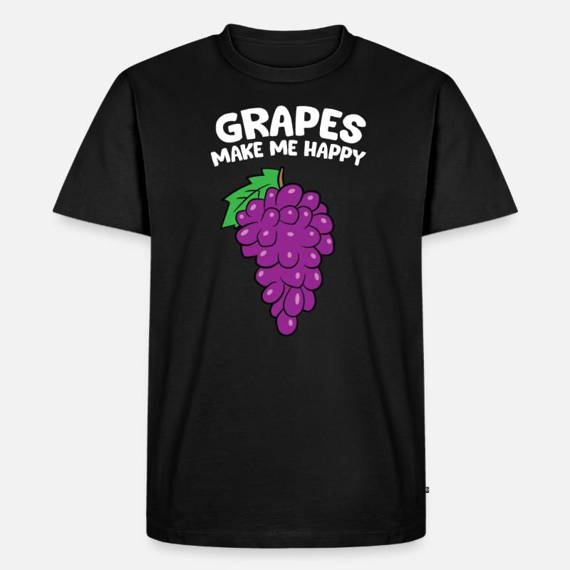 Weintraube - Grapes make me happy - Männer Premium Bio T-Shirt - Schwarz