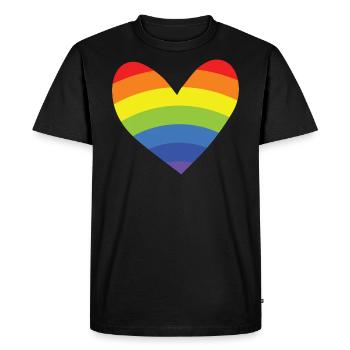 Rainbow - Heart - Men's Premium Organic T-Shirt - black - Front - Nico (187cm)
