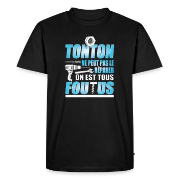 Tonton Bricoleur - Cadeau Oncle Qui Aime Bricoler - T-shirt Premium bio Homme - noir - Devant - Nico (187cm)