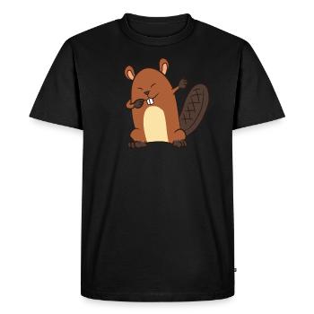Beaver - Dab, dabbing, dabbing, dancing - Men's Premium Organic T-Shirt - black - Front - Nico (187cm)