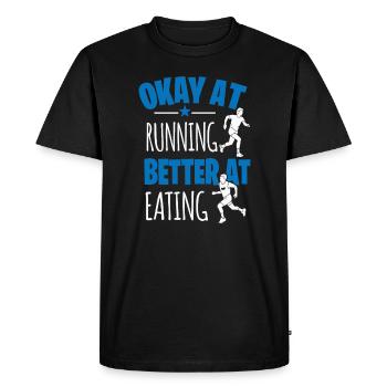 Marathon motif for runners & joggers - Men's Premium Organic T-Shirt - black - Front - Nico (187cm)