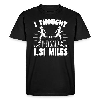 Marathon motif for runners & joggers - Men's Premium Organic T-Shirt - black - Front - Nico (187cm)