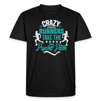 Marathon motif for runners & joggers - Men's Premium Organic T-Shirt - black - Front - Nico (187cm)