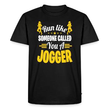 Marathon motif for runners & joggers - Men's Premium Organic T-Shirt - black - Front - Nico (187cm)