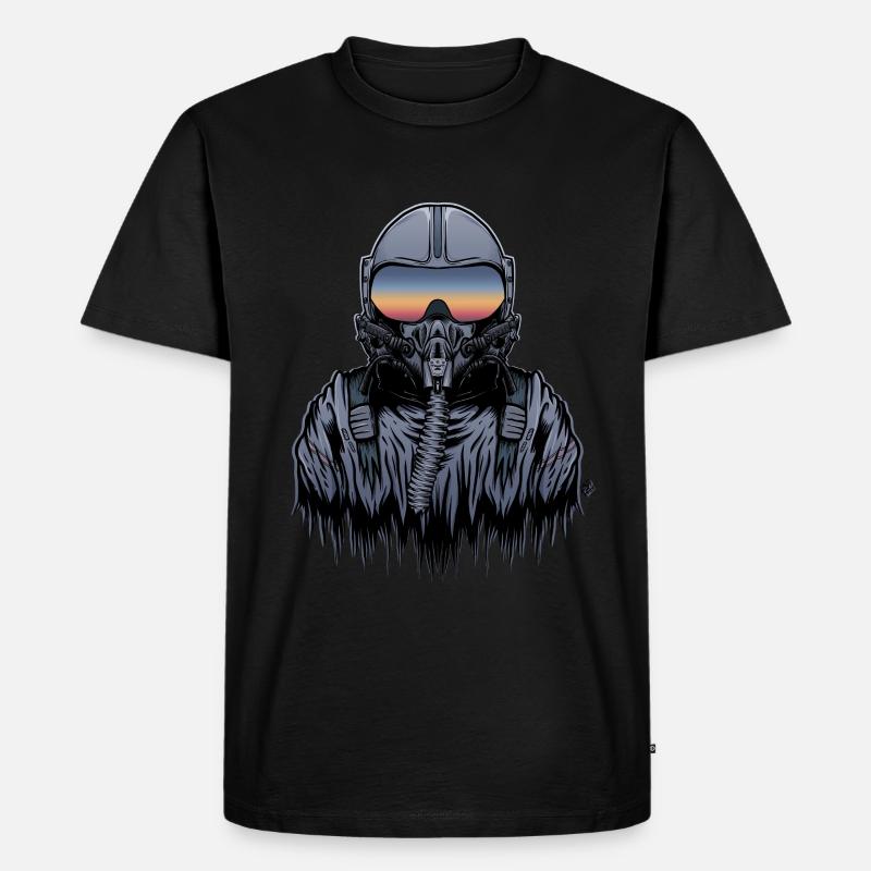 Kampfpilot - Männer Premium Bio T-Shirt - Schwarz