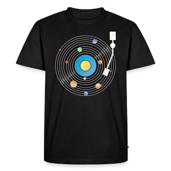Disque vinyle Solar System - T-shirt Premium bio Homme - noir - Devant - Nico (187cm)