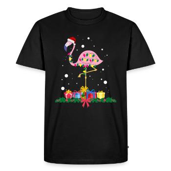 Flamant rose Noël. Cadeau de Noël - T-shirt Premium bio Homme - noir - Devant - Nico (187cm)