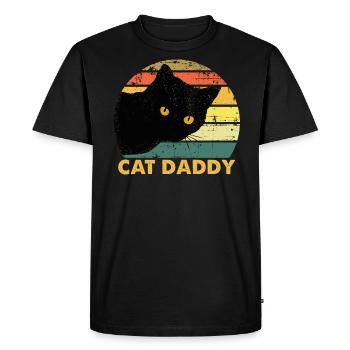 Cat Daddy Vintage Cat 80s Retro Valentine s Day - T-shirt Premium bio Homme - noir - Devant - Nico (187cm)