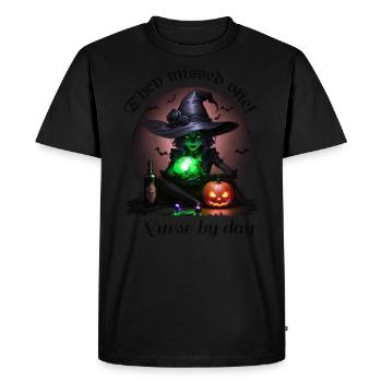 Infirmière sorcière - T-shirt Premium bio Homme - noir - Devant - Nico (187cm)
