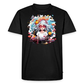 Anime Wife découvre de nouveaux mondes colorés fous - T-shirt Premium bio Homme - noir - Devant - Nico (187cm)