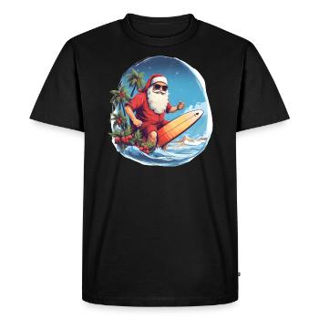 Santa or Santa Claus with glasses surfing - Men's Premium Organic T-Shirt - black - Front - Nico (187cm)