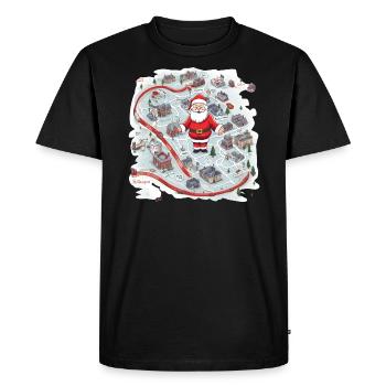 Le Père Noël sur sa carte de Noël - T-shirt Premium bio Homme - noir - Devant - Nico (187cm)