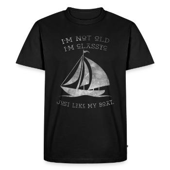 Je ne suis pas vieux dans le design classique des voiliers vintage - T-shirt Premium bio Homme - noir - Devant - Nico (187cm)
