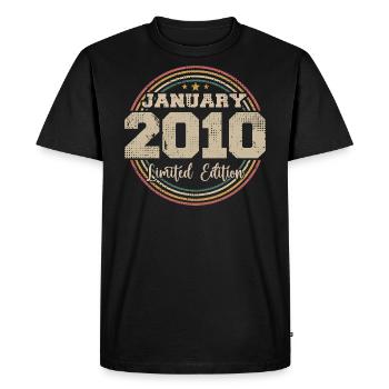 Les légendes sont nées en janvier 2010 - T-shirt Premium bio Homme - noir - Devant - Nico (187cm)