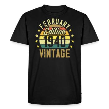 84th Birthday - February 1940 - 84th Birthday Gift - Men's Premium Organic T-Shirt - black - Front - Nico (187cm)