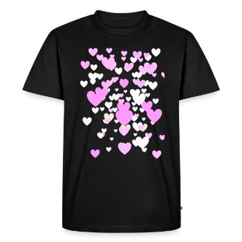 Hearts, hearts, pink hearts, red hearts - Men's Premium Organic T-Shirt - black - Front - Nico (187cm)