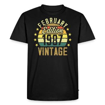 Anniversaire 37 ans - Cadeau Février 1987 - 37e - T-shirt Premium bio Homme - noir - Devant - Nico (187cm)