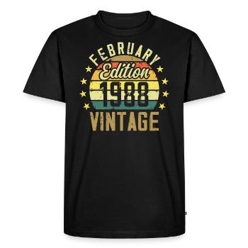Anniversaire 36 ans - Cadeau Février 1988 - 36e - T-shirt Premium bio Homme - noir - Devant - Nico (187cm)