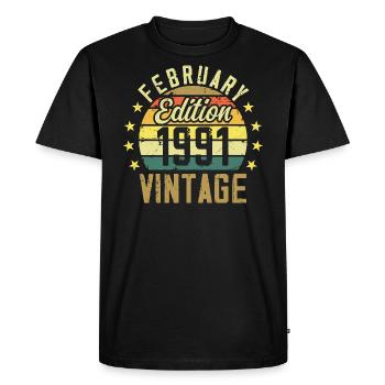 Anniversaire 33 ans - Cadeau Février 1991 - 33e - T-shirt Premium bio Homme - noir - Devant - Nico (187cm)