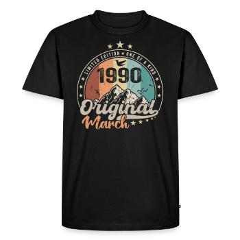 Cadeau D'anniversaire Nées En Mars 1990 Retro 1990 - T-shirt Premium bio Homme - noir - Devant - Nico (187cm)