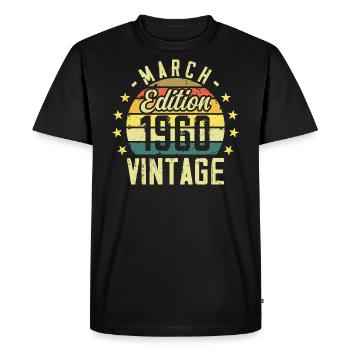 Vintage mars 1960 vintage cadeau anniversaire 1960 - T-shirt Premium bio Homme - noir - Devant - Nico (187cm)