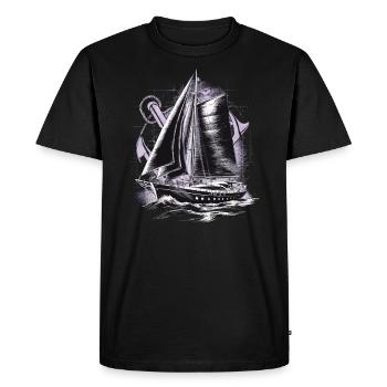 Sailboat with anchor gift - Men's Premium Organic T-Shirt - black - Front - Nico (187cm)