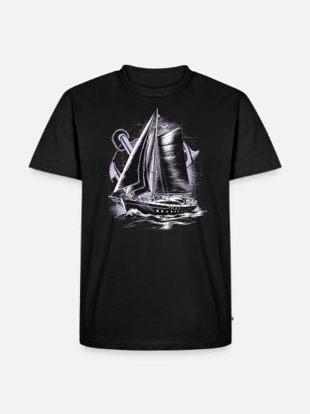 Segelboot mit Anker Geschenk - Männer Premium Bio T-Shirt - Schwarz