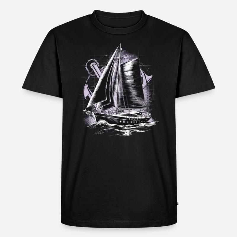 Segelboot mit Anker Geschenk - Männer Premium Bio T-Shirt - Schwarz