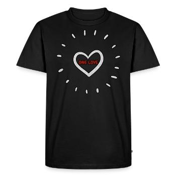 Un seul cœur d’amour - T-shirt Premium bio Homme - noir - Devant - Nico (187cm)