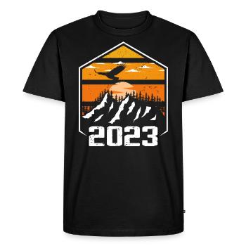Anniversaire 2023 Millésime 2023 Fabriqué en 2023 - T-shirt Premium bio Homme - noir - Devant - Nico (187cm)