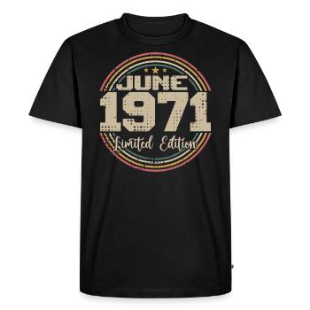 Né en June 1971 Anniversaire 11971 Juin 1971 Juin - T-shirt Premium bio Homme - noir - Devant - Nico (187cm)