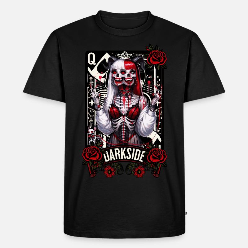 DARKSIDE QUEEN Playing card - Männer Premium Bio T-Shirt - Schwarz