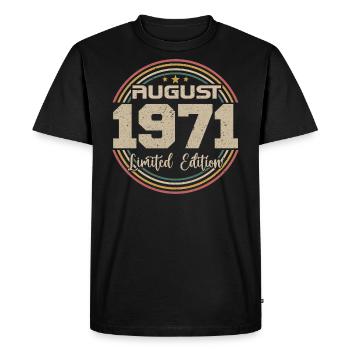 Vintage Born August 1971 Birthday Gift 1971 - Men's Premium Organic T-Shirt - black - Front - Nico (187cm)