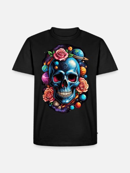 Space Planets Skull - Men's Premium Organic T-Shirt - black
