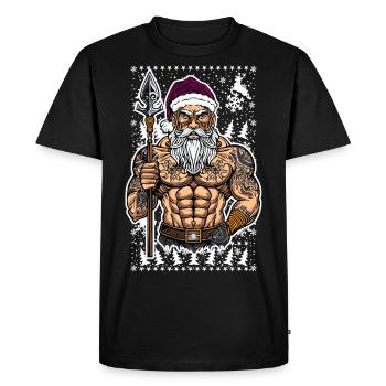 06 Maléfique Père Noël Homme Flocons de neige - T-shirt Premium bio Homme - noir - Devant - Nico (187cm)