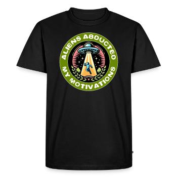 ALIENS ABDUCTED MY MOTIVATIONS - Men's Premium Organic T-Shirt - black - Front - Nico (187cm)