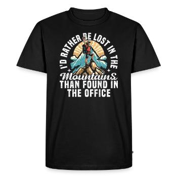 BE LOST IN THE MOUNTAINS THAN FOUND IN THE OFFICE - Men's Premium Organic T-Shirt - black - Front - Nico (187cm)