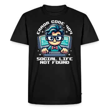 ERROR CODE 404 SOCIAL LIFE NOT FOUND - Men's Premium Organic T-Shirt - black - Front - Nico (187cm)