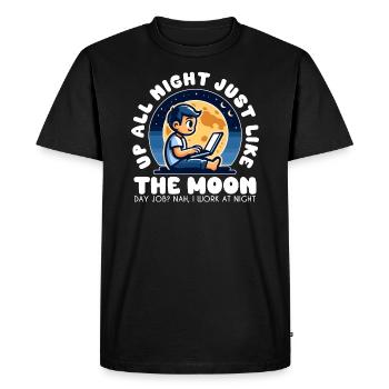 UP ALL NIGHT JUST LIKE THE MOON - Men's Premium Organic T-Shirt - black - Front - Nico (187cm)