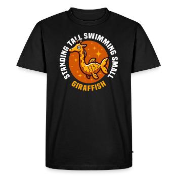 DEBOUT DEBOUT NAGEANT PETIT - GIRAFE ET POISSON - T-shirt Premium bio Homme - noir - Devant - Nico (187cm)